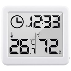 超薄簡約智能溫濕度計 溫濕監控 可站立 溫度計 濕度計 時鐘 電子鐘 液晶螢幕 溫溼度計 電子溫度計, 白色, 1個