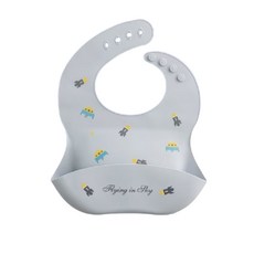 Mibobebe 食品級矽膠圍兜 可放消毒鍋 寶寶吃飯圍兜 防水圍兜, 1個, 太空世界, 太空世界, 1個裝