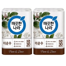 깨끗한나라 더 순수 엠보싱 3겹 천연펄프 화장지, 2개, 30롤