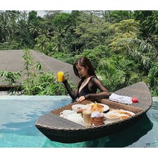 플로팅 트레이 수영장 라탄 바구니 등나무 배모양, 1개