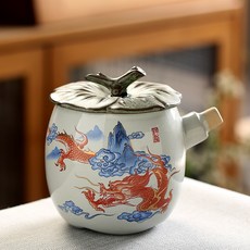 酒店餐具陶瓷燉盅隔水燉湯盅燕窩燉盅甜品蒸蛋碗燉罐佛跳牆燉盅 h, 事事如意祥龍頓盅:1個