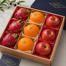 제철과일 3종 혼합 선물세트 (사과3+용과3+오렌지3), 2세트