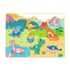 하이판도 꼭지퍼즐 원목퍼즐 공룡, 1세트, 8피스