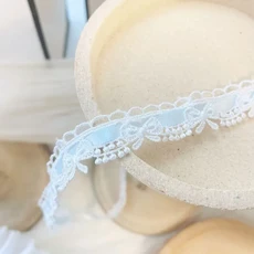 1 야드 1.8cm 분홍색과 흰색 꽃 활 리본 레이스 트림은 DIY 공예 선물 포장 바느질 가장자리 및 장식에 이, 05 Blue, 01 L, 05 Blue