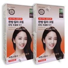 댕기머리 한방칼라크림 염색약 한방염색약(새치), 5호-진한갈색, 2통+마술패치2매