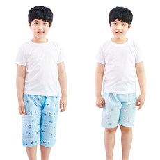 아동용 러브뮤5부+퍼니스토리7부 엠보 파자마 잠옷 바지 블루 2p