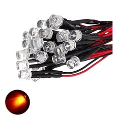 12V 3파이 오렌지 플랫 와이어 케이블 LED DIY 절 사찰 기도등 불교 촛불 인테리어 연꽃초 조명 용품 수리 무드등 차량 오토바이 튜닝, 10개