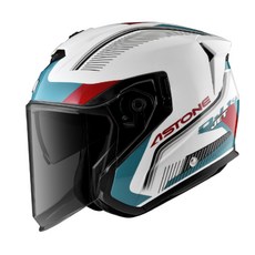 【PUPU SHOP】現貨 ASTONE DJ14 BQ1 白/紅藍 半罩式 安全帽 雙鏡片 內建墨片, M