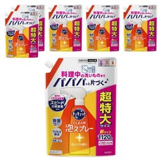 Q-Tutto 透明泡沫噴霧廚房清潔劑橙香型補充裝, 6個, 1.12L