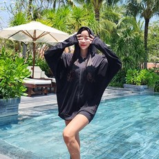 몰디브 후드집업래쉬가드(44-99) 루즈핏 체형커버 남녀공용 휴양지룩 오버핏래시가드 수영복