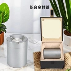 車載菸灰缸旋轉全封閉式高檔創意防飛個性鋁合金帶蓋禮物家用禮品, 1個, 禮盒裝菸灰缸(蘋果銀):無規格