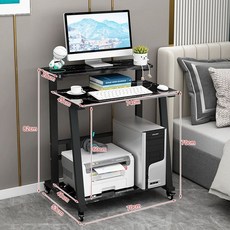 750 원룸 조립식 좁은방 책상 컴퓨터 600 데스크탑, 1개, 블랙 프레임+블랙스톤 패턴 74cm