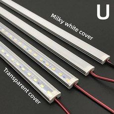 0 PCS LED 엄밀한 스트립 DC 2V 50CM 20 인치 SMD5730 36LED U V 모양의 평면 알루미늄 채널 실내 조명, U Milky cover 3000K, 1PCS, 1개