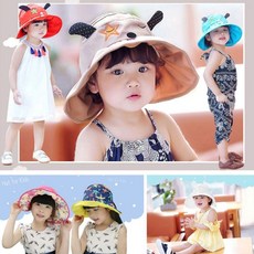 특가상품 아동 캐릭터 리본도트 양면 돌돌이모자 썬캡 여름모자