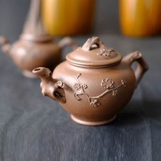 陶製茶壺 梅花紋飾, 一廠早期紫砂宜興原礦紅泥紫泥紫砂壺 一廠老壺報春壺250cc1入 -, 1個, 250L