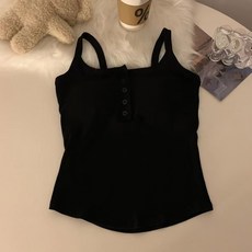 짧은 소매 솔리드 컬러 탱크 탑 가슴 패드 여성용 내부 양털 안감 두꺼운 기본 레이어 가을 겉옷 다목적 조끼, Free size 40.00 kg-67.50 kg, Black