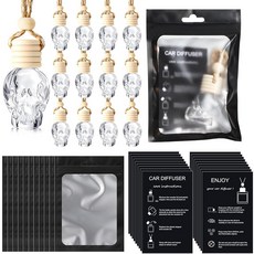 Boao 걸이식 자동차 공기 청정기 디퓨저 병 50세트 설명서한글이 아닐 수 있음 및 15.2 x 15.2cm4 6인치 재밀봉 가능한 홀로그램 백 빈 에센셜 오일 향수병 포, Skull, 100, 블랙 카드