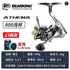 BEARKING 雅典娜 1000型 紡車輪, 二代--淺杯-800【送100米PE】
