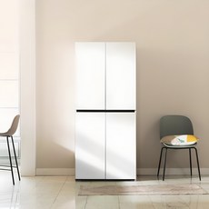 장인가구 플레이트 800 주방수납장 방문설치, 크림화이트