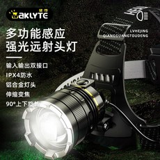 WakLyTe P50 鋁合金感應頭燈 伸縮變焦 USB充電 IPX4防水, 1個