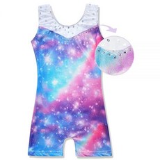 여아용 레오타드 체조 유아 댄스 바이크 타드 인어 유니콘 운동용 댄스웨어 샤이니 레인보우 블루 핫핑크 레인보우 갤럭시. 9-10세, 그라데이션 그린 퍼플