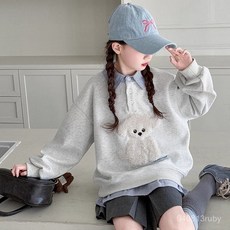 女童大學T兩件組2025新款兒童中大童POLO刷毛加厚保暖上衣