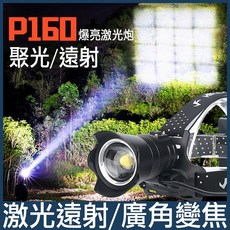 P160 LED頭燈 - 超強光 超遠射 頭戴式手電筒 登山露營工作燈 防水釣魚燈, 1個