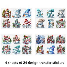 귀여운 크리스마스 눈사람 트리 장식 러브온 전사 스티커 유리컵 랩 겨울 카드 홈 데코, 1. 다색