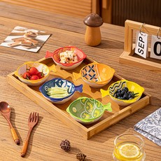 니치유 캐릭터 반찬접시세트 토핑 접시 초밥 소스 접시 손잡이 간장 종지, 6개, 혼색