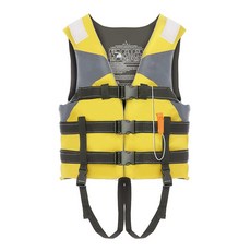 플로팅 에이드 대형 부력 조끼 크로스 벨트 휘슬 성인 및 어린이 부력 의류 홍수 방지 낚시 조끼, Free, 성인용 노란색(90-170캐티)
