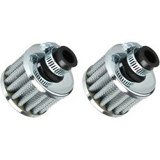 ESSupport 2 X 12mm 미니 자동차 유니버설 통풍 콘 모터 블랙 클린 터보 흡입 콜드 필터 공기 브리더, Sliver, 1개