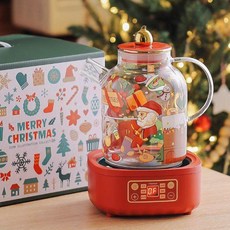 전기 티 워머 스토브 세라믹 캠핑용 레스토랑 식당 1.8L, 스퀘어 전기 타워머+투명 주전자1.8L-레드