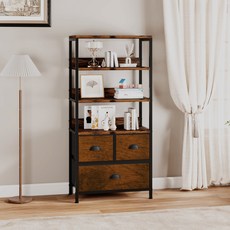 소웰라이프 패브릭 오픈 선반형 서랍 수납장, 5단, 나뭇결