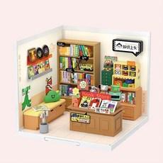 Robotime若態若來 超級世界書店 知識上頭積木拼插DIY小屋手工拼裝 生日禮物, 1個