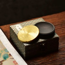 미니 벼루 문방사우 고급 도자기 소형 클래식 기초 장식품, E. 올챙이 벼루 검정 주머니