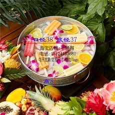 香檳桶冰桶冰塊桶連架，歐式戶外商用家用野餐燒烤飲料紅葡萄啤酒金屬冰桶架, 1個, 復古圓盤 半圓金色把手