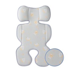 推車透氣坐墊 3D抗菌立體蜂巢式透氣涼墊 - 通用型汽座/餐椅涼墊, 月亮熊(灰), 1個