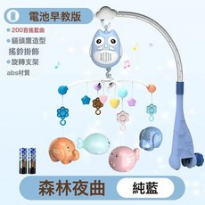 新生兒牀頭搖鈴嬰兒車旋轉益智牀上吊掛牀鈴寶寶安撫掛件懸掛玩具, 藍色【668-28牀鈴】電池版:如圖, 1個