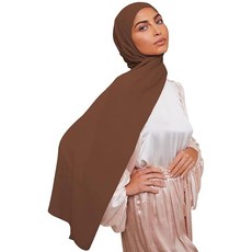VOILE CHIC 여성용 프리미엄 시폰 히잡 스카프 - 미끄럼 방지 이슬람 헤드 랩 히잡 모카 브라운 버건디 블랙 3개입 141763