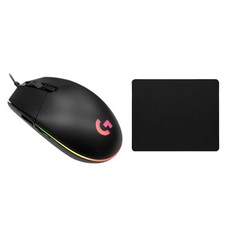 로지텍G G102 2세대 LIGHTSYNC 게이밍 마우스[박스상품]+마우스패드 세트 유선 마우스, 블랙
