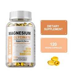 마그네슘 글리시네이트 보충제 400mg - 더 빠르고 더 나은 수면을 돕고 수면의 질을 개선하며 근육과 에너지를 증진시켜 줍니다. 120캡슐, 2개, 120정