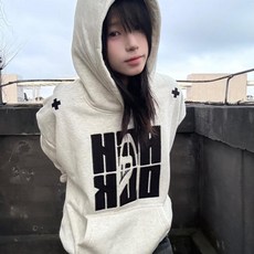 투니스 여성 기모 스타일리시 루즈핏 긴소매 후드 티셔츠