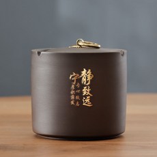 【熱銷Top1-限時下殺】【特價】禮潤甄選煙灰缸 帶蓋煙缸 創意傢用客廳中式有蓋防飛灰煙味煙灰盅 菸灰缸, 陶瓷煙灰缸-寧靜致遠帶蓋, 1個