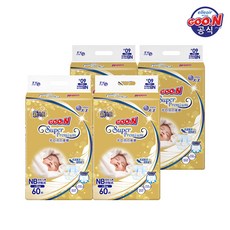 군기저귀 프리미엄 밴드 신생아(SS) 60P x 4팩, 신생아용(NB), 4개
