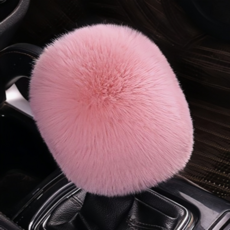 OFFCURVE 겨울 감성 털 보온 자동차 기어봉 커버 퍼 (오토매틱 수동 공용), 1개, 분홍색