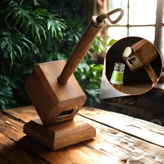 디케이제이디 원목 자석 인테리어 소품 개업 집들이 선물 행운망치 병따개, 1개, 샤빌리 우드