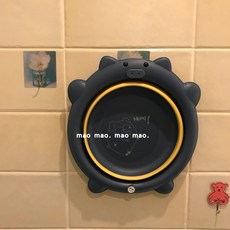 可愛學生折疊盆洗臉盆，輕巧便攜，多功能用途，學生宿舍必備, 摺疊臉盆-小胖豬青, 1個