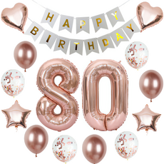 파파 파티 환갑 칠순 팔순 60 70 80 풍선 가랜드 배너 세트, 로즈골드핑크  80, 1세트