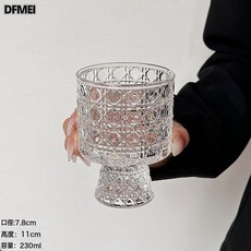DFMEI 寶石紋觀山玻璃杯可愛輕奢高腳啤酒杯創意飲品咖啡杯, 1個