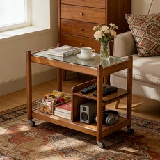 EcoVibe 다기능 사이드테이블 이동식테이블 폴딩 접이식테이블 거실테이블 쇼파테이블 모던 이동식 티테이블 | 침대사이드테이블 베드테이블 간이테이블 노트북책상으로도, 커피색/대나무 소재